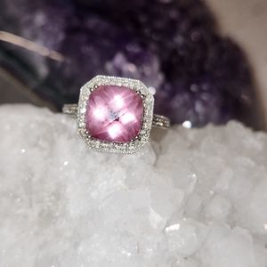 Pink Sapphire and White Gold Ring.